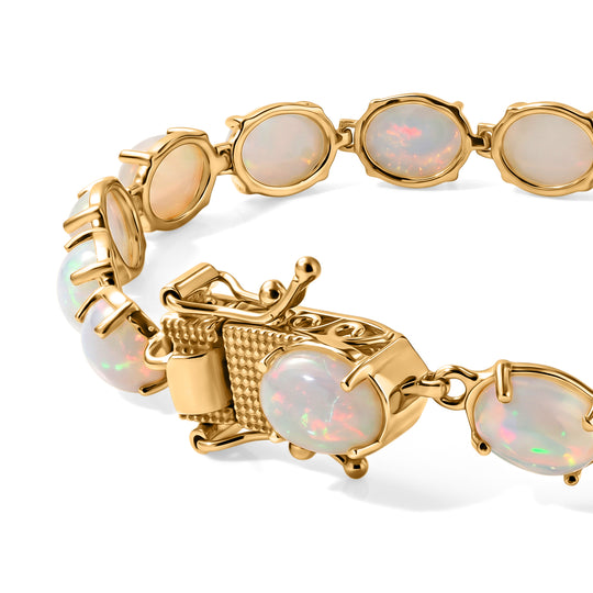 D'Joy AA natürliches, äthiopisches Welo Opal 18cm Armband, 925 Silber 750 Gelbgold Vermeil - 14,37 ct.