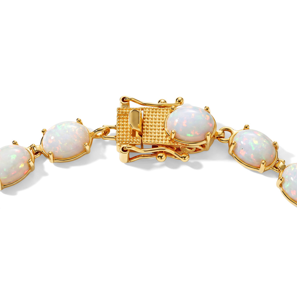 D'Joy AA Natürlicher, äthiopischer Welo Opal Armband ca. 19 cm 925 Silber 750 Gelbgold vermeil ca. 15,27 ct.