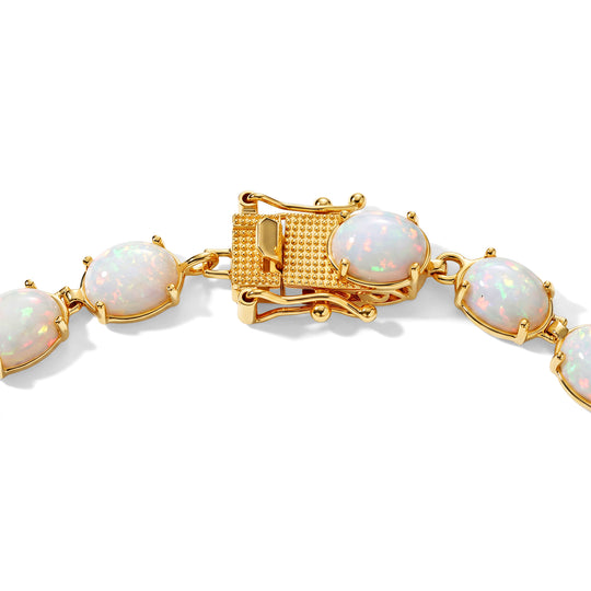 D'Joy AA Natürlicher, äthiopischer Welo Opal Armband ca. 19 cm 925 Silber 750 Gelbgold vermeil ca. 15,27 ct.