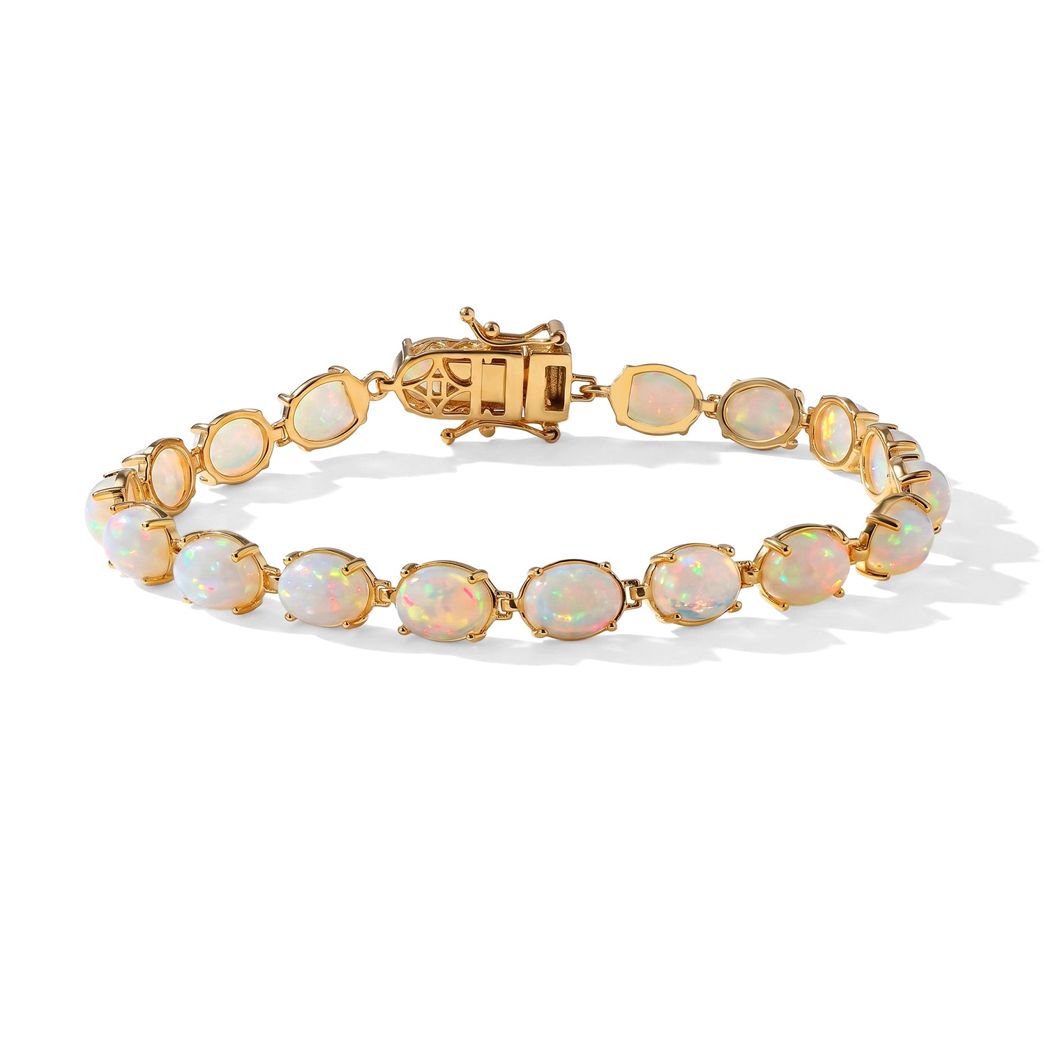 D'Joy AA Natürlicher, äthiopischer Welo Opal Armband ca. 20 cm 925 Silber 750 Gelbgold vermeil ca. 16,16 ct.