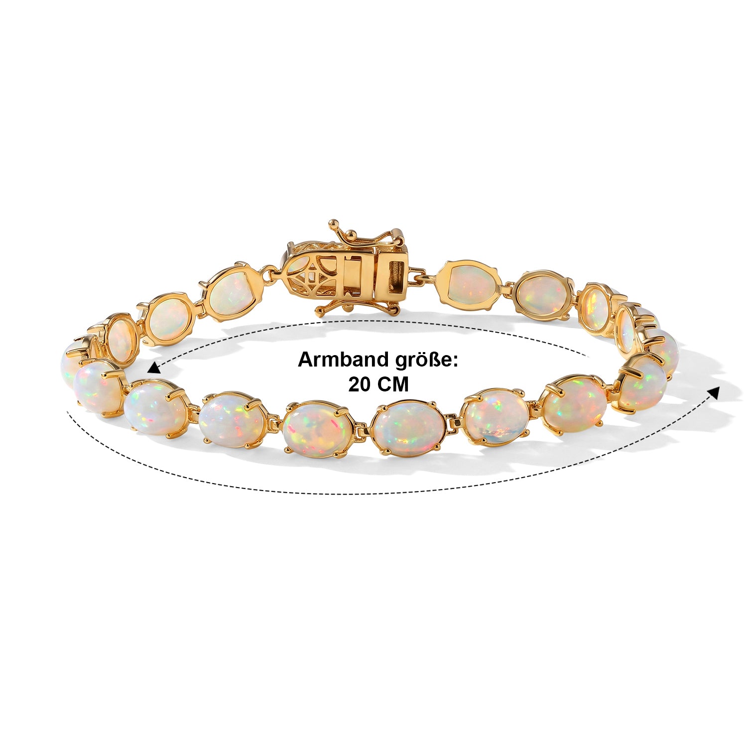 D'Joy AA Natürlicher, äthiopischer Welo Opal Armband ca. 20 cm 925 Silber 750 Gelbgold vermeil ca. 16,16 ct.