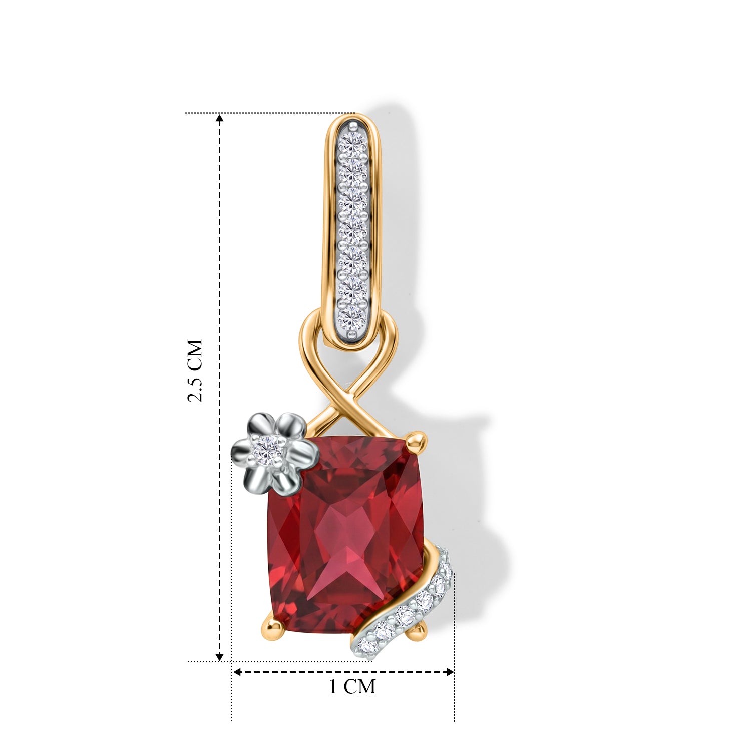 D'Joy Lab Grown Padparadscha-Saphir, Weißer Zirkon Ohrringe 925 Silber Rhodiniert und 750 Gelbgold Vermeil ca. 7.02 ct