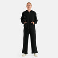 LA MAREY 2-teiliger Damen-Freizeitanzug mit Kapuzenjacke und weiter Hose, Gr. EU 38-40 (M), Schwarz
