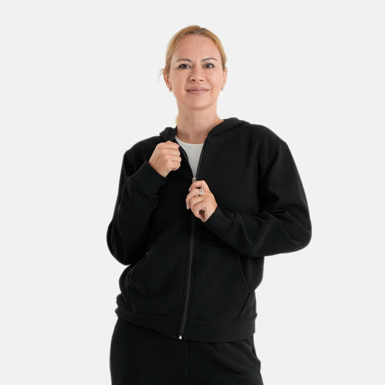 LA MAREY 2-teiliger Damen-Freizeitanzug mit Kapuzenjacke und weiter Hose, Gr. EU 46-48 (XL), Olivgrün