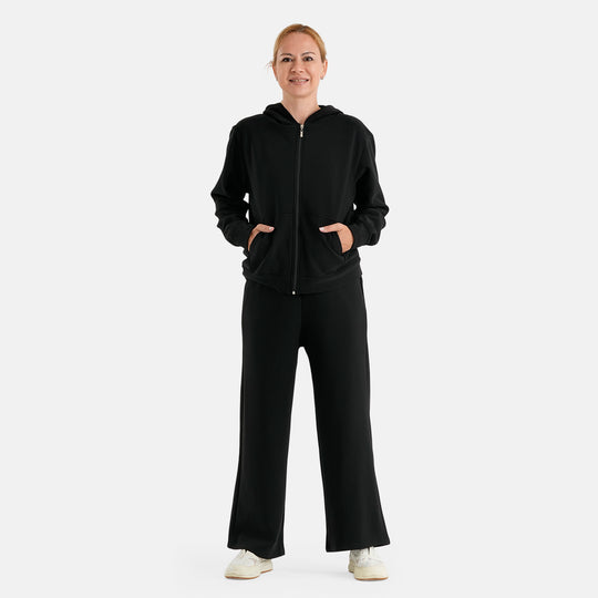 LA MAREY 2-teiliger Damen-Freizeitanzug mit Kapuzenjacke und weiter Hose, Gr. EU 46-48 (XL), Olivgrün
