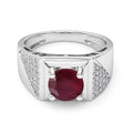 D'Joy Afrikanischer Rubin (Fissure gefüllt), Weißer Zirkon Ring 925 Silber Rhodiniert (Größe 20.00) ca. 3,90 ct