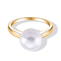 D'Joy Weiße Edison Perle (10-11 mm) Ring 925 Silber Vergoldet (Größe 16.00)