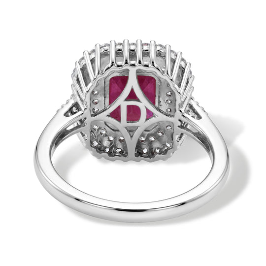 D'Joy Afrikanischer Rubin (Fissure gefüllt), Weißer Zirkon Ring 925 Silber Rhodiniert (Größe 17.00) ca. 4,52 ct