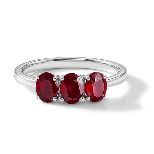 D'Joy Afrikanischer Rubin (Fissure gefüllt) Ring 925 Silber Rhodiniert (Größe 19.00) ca. 1,56 ct