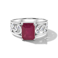 D'Joy Afrikanischer Rubin (Fissure gefüllt), Weißer Zirkon Ring 925 Silber Rhodiniert (Größe 17.00) ca. 3,39 ct