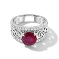 D'Joy Afrikanischer Rubin (Fissure gefüllt), Weißer Zirkon Ring 925 Silber Rhodiniert (Größe 19.00) ca. 3,50 ct