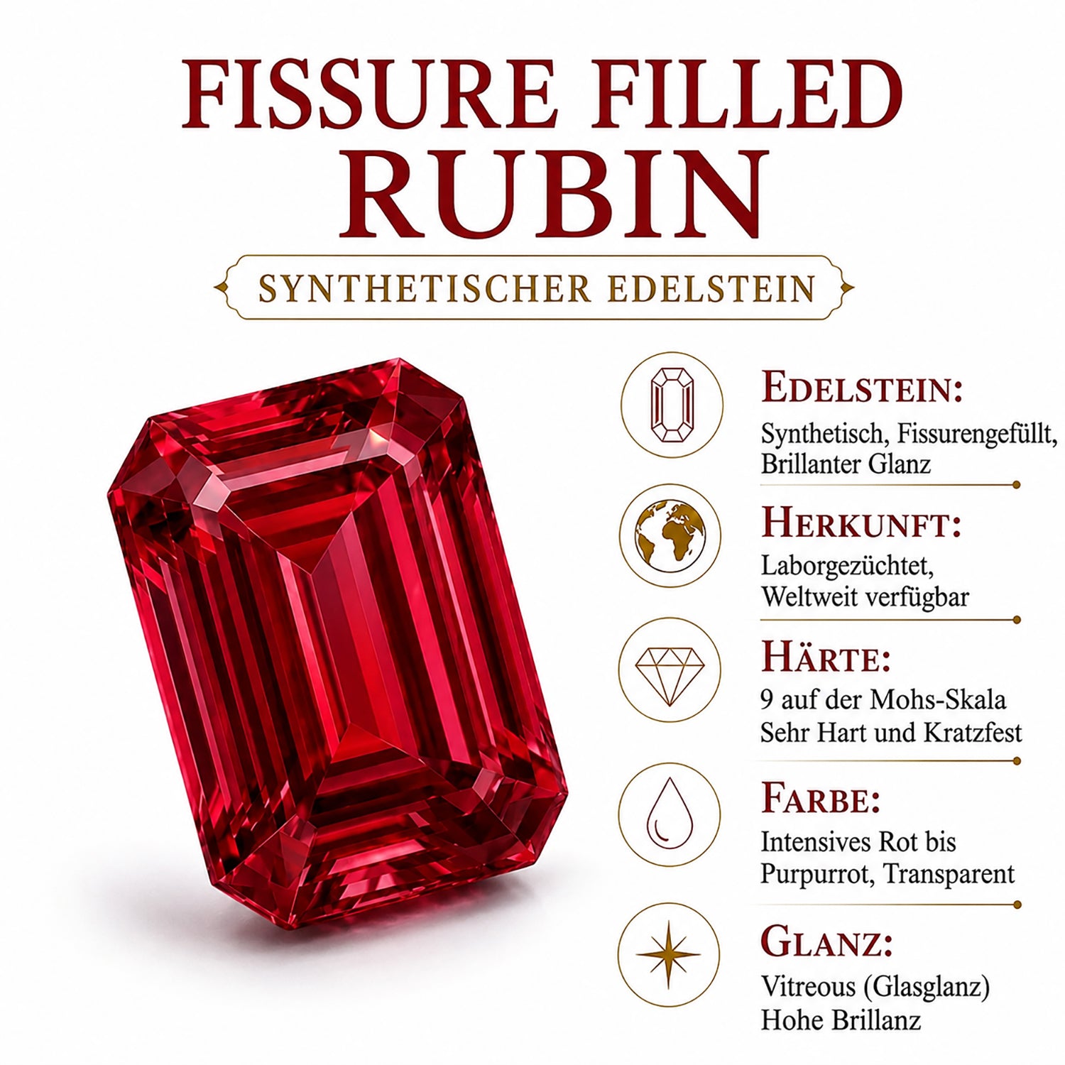 D'Joy Afrikanischer Rubin (Fissure gefüllt) Halskette ca. 50 cm 925 Silber Rhodiniert ca. 9,41 ct.