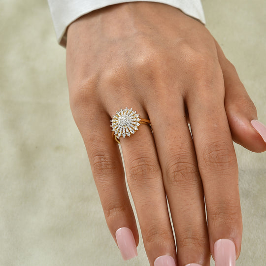 LUXURIANT DIAMOND - Lab Grown Diamant SGL zertifiziert SI-GH Ring 925 Silber 750 Gelbgold vermeil (Größe 17.00) ca. 0,53 ct