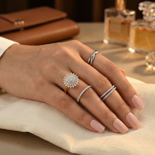 LUXURIANT DIAMOND - Lab Grown Diamant SGL zertifiziert SI-GH Ring 925 Silber 750 Gelbgold vermeil (Größe 17.00) ca. 0,53 ct