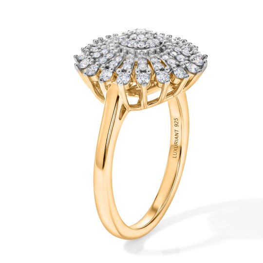 LUXURIANT DIAMOND - Lab Grown Diamant SGL zertifiziert SI-GH Ring 925 Silber 750 Gelbgold vermeil (Größe 17.00) ca. 0,53 ct
