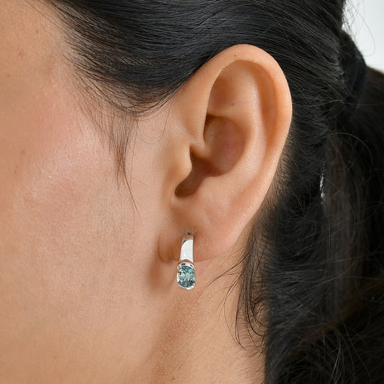 D'Joy AA Blauer Zirkon Ohrringe 925 Silber Rhodiniert ca. 2.38 ct