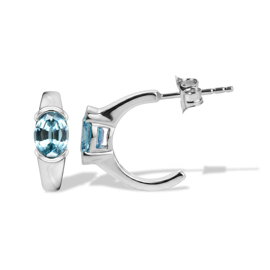 D'Joy AA Blauer Zirkon Ohrringe 925 Silber Rhodiniert ca. 2.38 ct