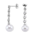 D'Joy Weiße Edison Perle (10-11 mm), Moissanit Ohrringe 925 Silber Rhodiniert