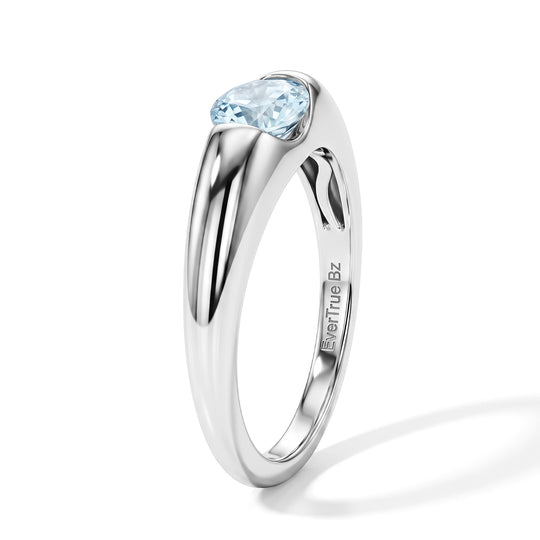 EverTrue AA blauer Zirkon Ring, Bronze mit Platin E-Beschichtung - 1,32 ct.