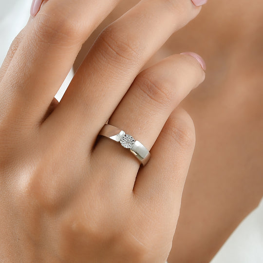 EVER TRUE Weißer Diamant Ring Nickelfreies Messing (Größe 18.00) ca. 0,01 ct