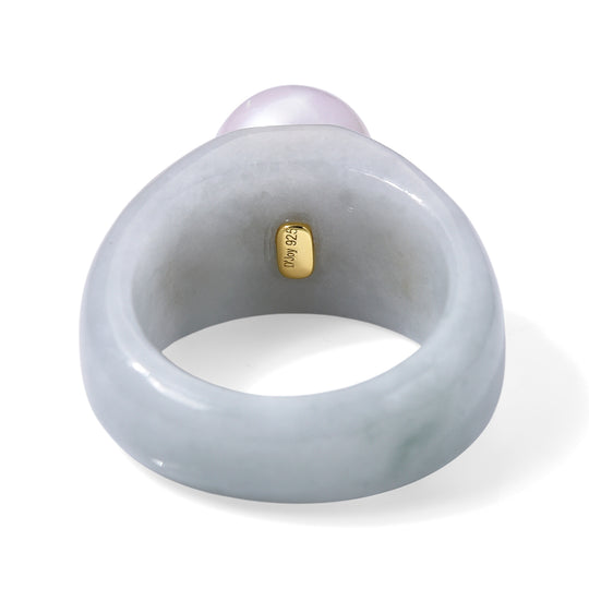 D'Joy Moissanit, Natürliche Weiße Jade Ring 925 Silber Vergoldet (Größe 18.00) (10-15 Werktage Lieferzeit) 31,07 ct