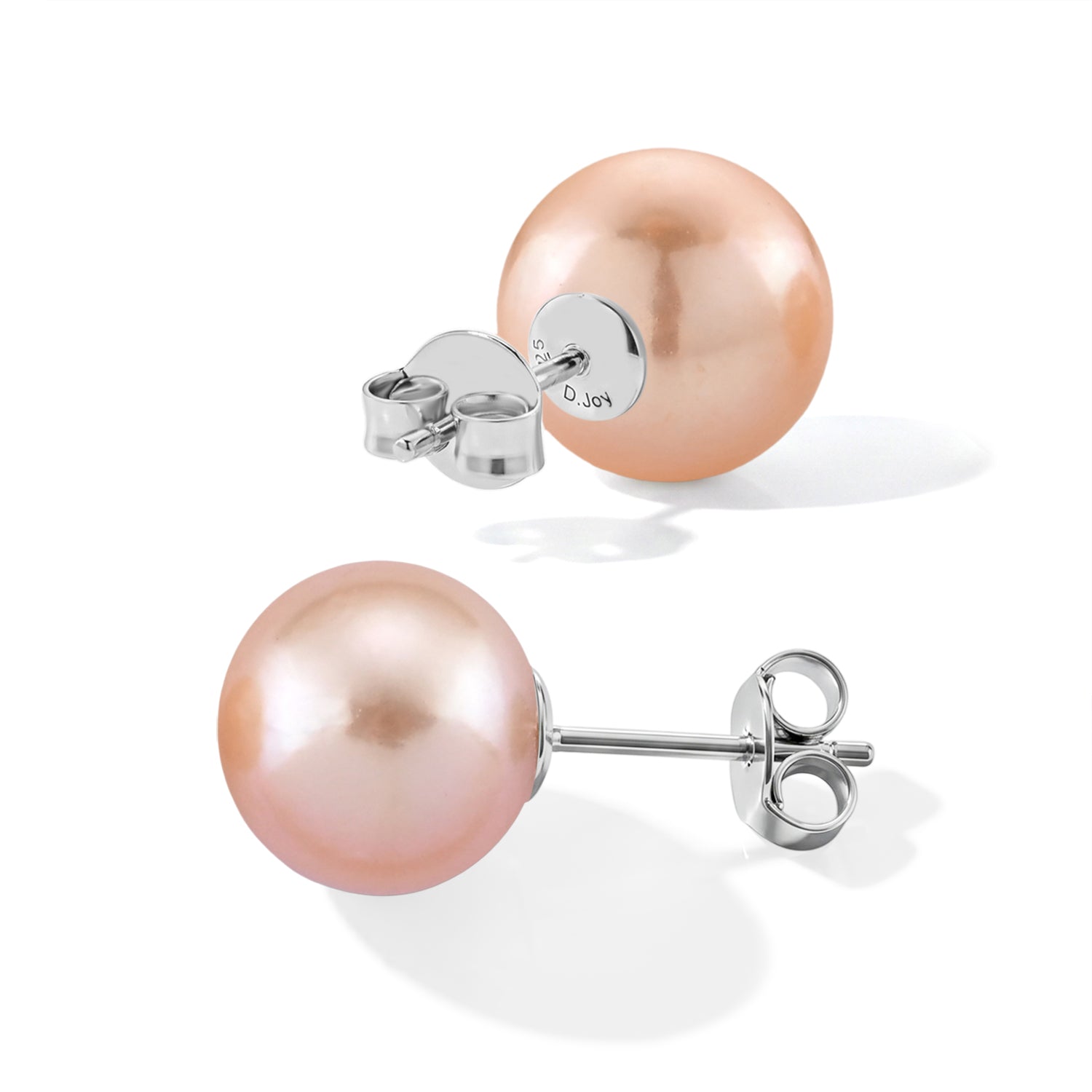 D'Joy Pfirsich Edison Perle Ohrringe 925 Silber Rhodiniert ca.