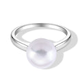 D'Joy weißer Edison Perle (10-11mm) Ring, 925 Silber rhodiniert