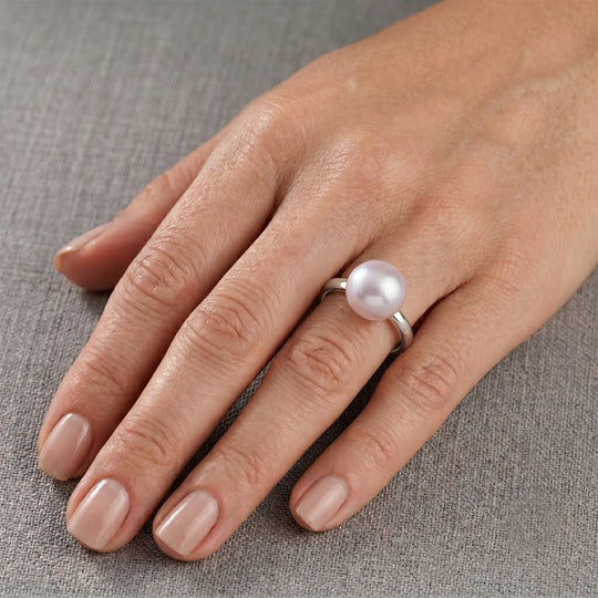 D'Joy weißer Edison Perle (10-11mm) Ring, 925 Silber rhodiniert