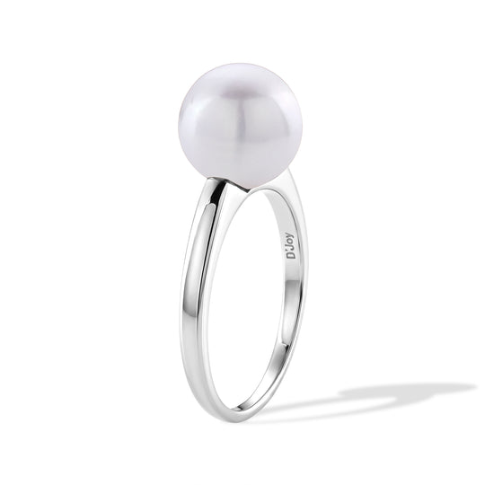 D'Joy weißer Edison Perle (10-11mm) Ring, 925 Silber rhodiniert