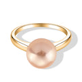 D'Joy Pfirsich Edison Perle Ring 925 Silber Vergoldet (Größe 19.00) ca. 0,00 ct