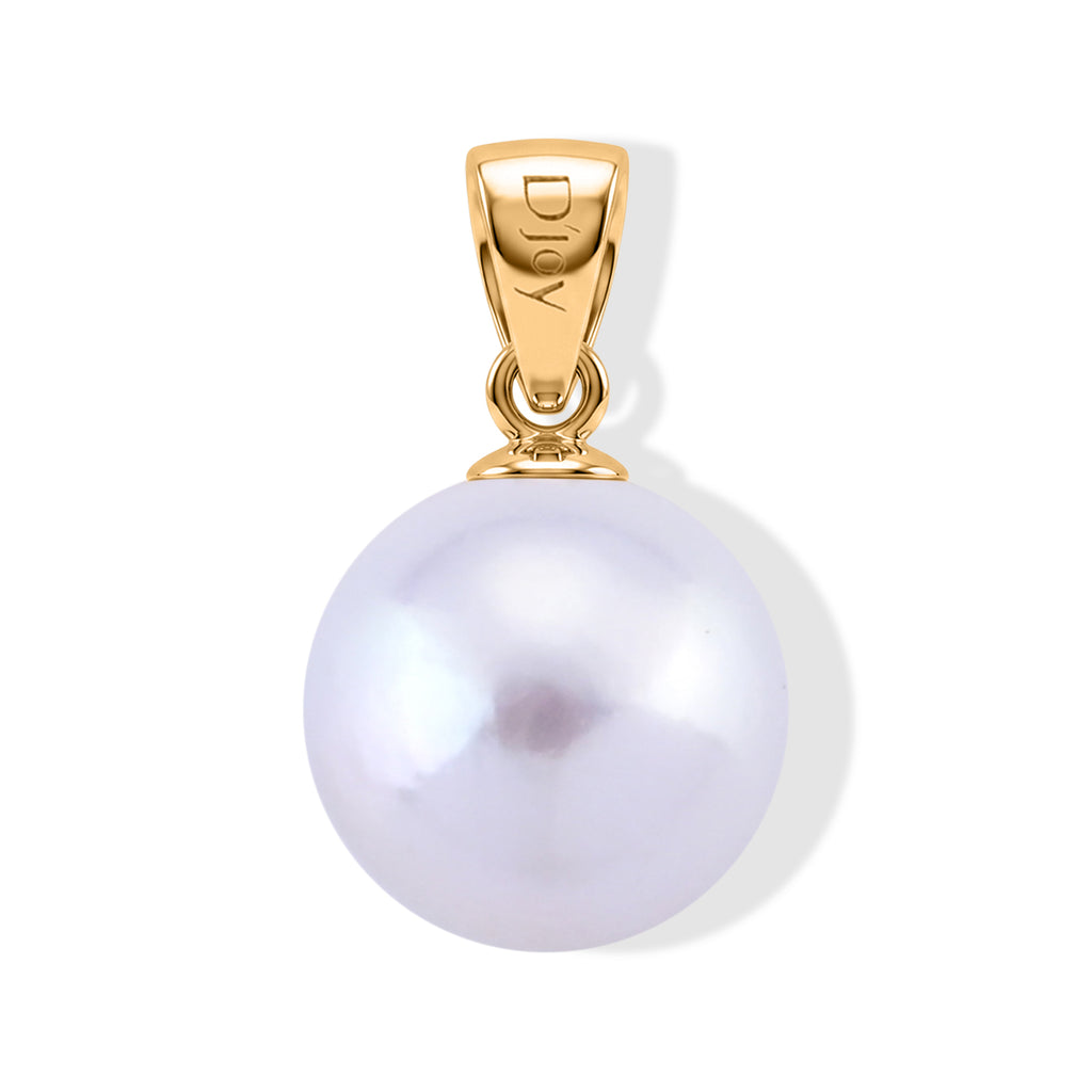 D'Joy Weiße Edison Perle (10-11 mm) Anhänger 925 Silber Vergoldet