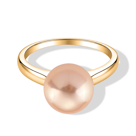 D'Joy Pfirsich Edison Perle (10-11mm) Ring, 925 Silber vergoldet