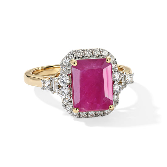 LUXURIANT  (10-16 Werktage Lieferzeit)  2,73 ct. AAA burmesischer Rubin und Labor Diamant Ring in 417 Gold