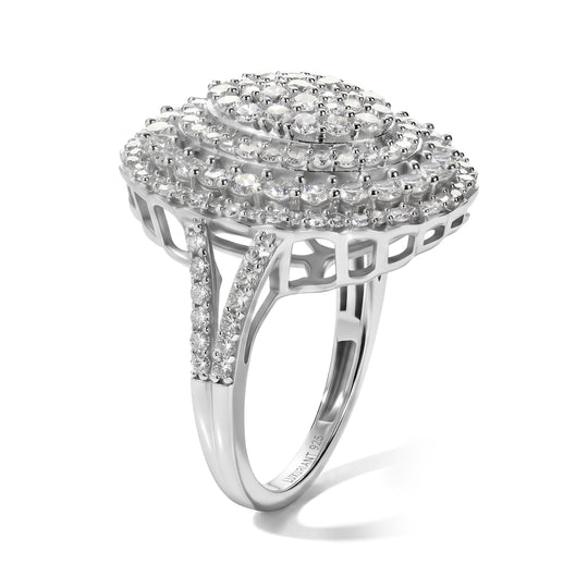 LUXURIANT DIAMOND - Lab Grown Diamant SGL zertifiziert SI-GH Ring 925 Silber Rhodiniert (Größe 17.00) ca. 2.00 ct