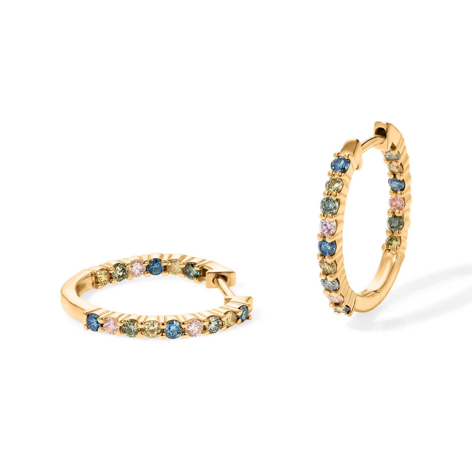 LUXURIANT DIAMOND - Lab Grown Blauer Diamant SI, Lab Grown Gelb Diamant Ohrringe 925 Silber 750 Gelbgold vermeil ca. 1.01 ct