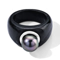 D'Joy schwarzer Jade und 9-10mm Tahiti Perle Ring