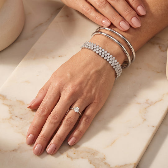 LUXURIANT SGL zertifiziertes SI-GH Labor Diamant 18cm Armband, 925 Silber rhodiniert - 13,50 ct.