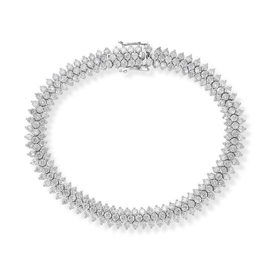 LUXURIANT SGL zertifiziertes SI-GH Labor Diamant 18cm Armband, 925 Silber rhodiniert - 13,50 ct.