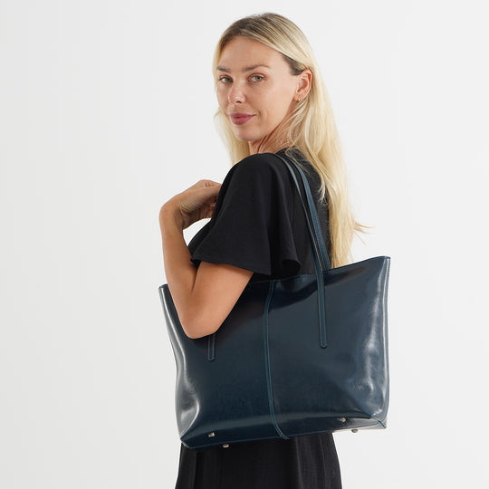 LA MAREY Echtleder-Shopper mit Kartenetui und Schlüsselfinder, 35,5x11x30cm, Bordeauxrot