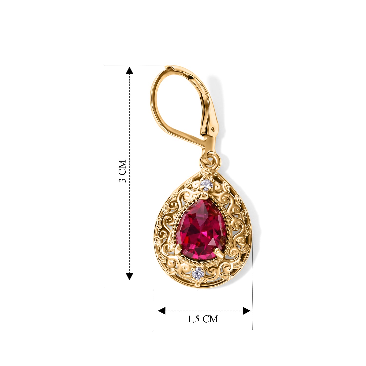 EVER TRUE AAA Lab Grown Rubin, Weißer Zirkon Ohrringe 950 Kupfer ca. 5.08 ct