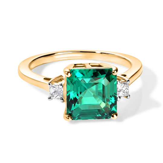 LUXURIANT DIAMOND - AAA Lab Grown Kolumbianischer Smaragd, Lab Grown Diamant Ring 375 Gold (Größe 20.00) ca. 3,20 ct