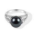 D'Joy Tahiti Perle (10-11 mm) Solitär Ring, 925 Silber rhodiniert