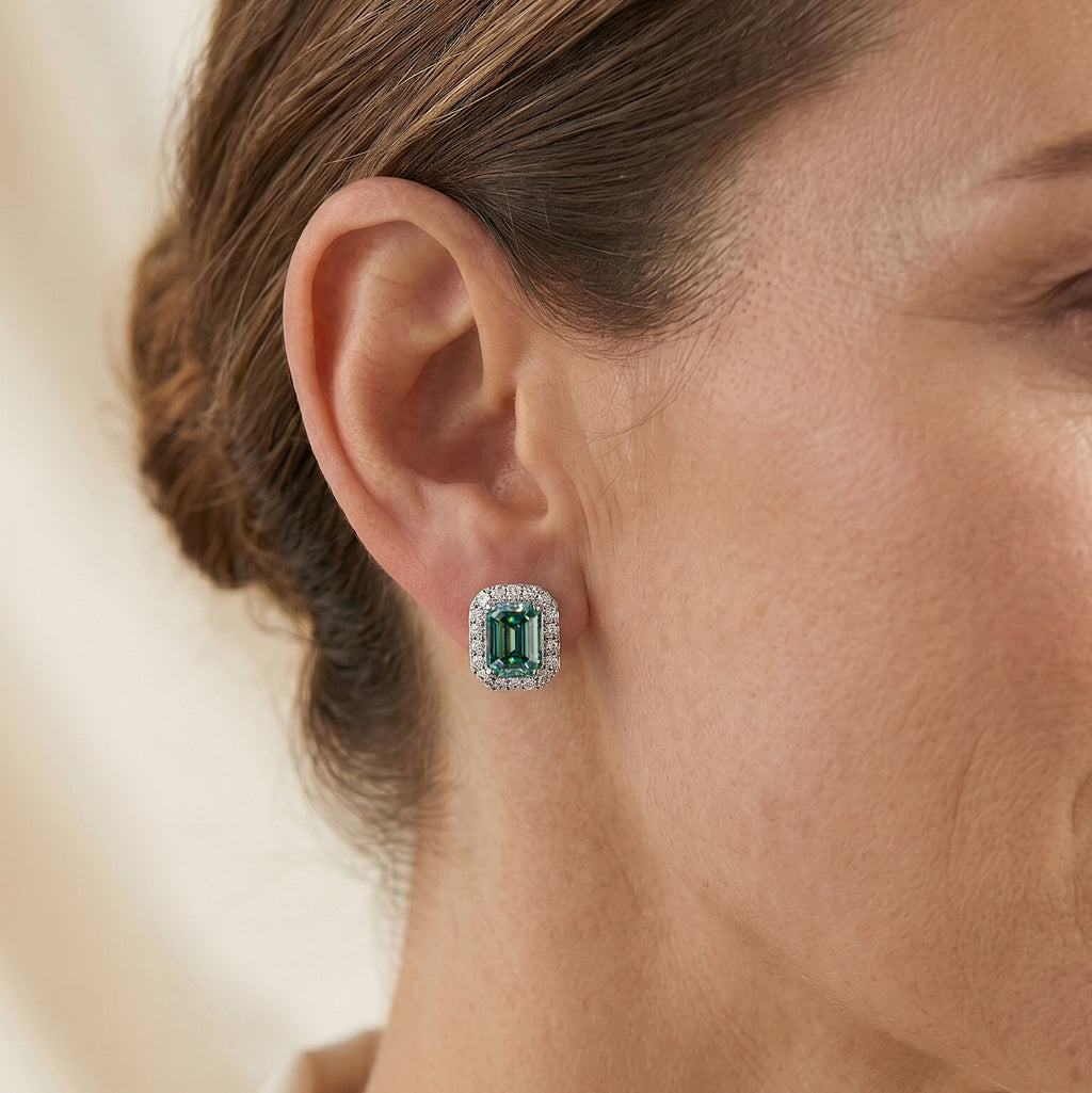 D'Joy AA Grüner Moissanit, Moissanit Ohrringe 925 Silber Rhodiniert (10-15 Werktage Lieferzeit) ca. 3,55 ct.