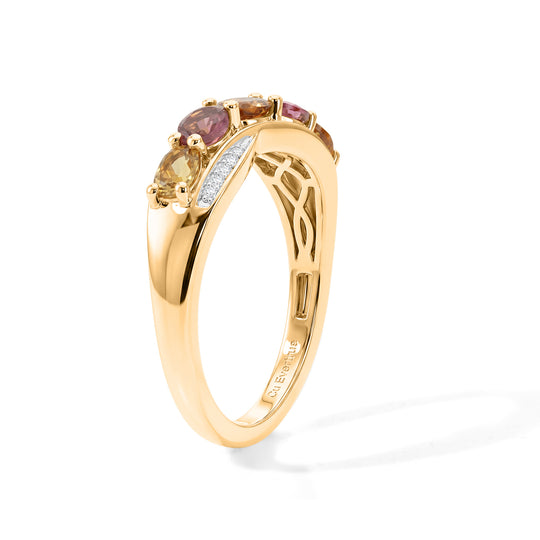 EVER TRUE AA Mehrfarbig-Turmalin, Weißer Zirkon Ring 950 Kupfer (Größe 19.00) ca. 0,92 ct