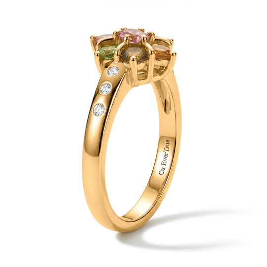 EVER TRUE AA Mehrfarbig-Turmalin Ring 950 Kupfer (Größe 19.00) ca. 0,98 ct