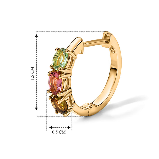 EVER TRUE AA Mehrfarbig-Turmalin Ohrringe 950 Kupfer ca. 1.03 ct