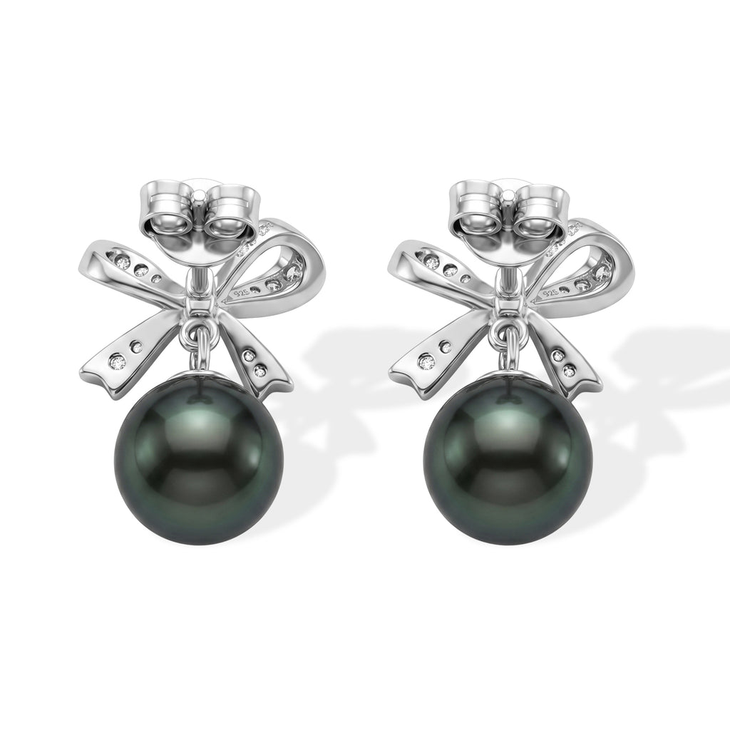 D'Joy Tahiti Perle, Moissanit Ohrringe 925 Silber Rhodiniert 0.19 ct