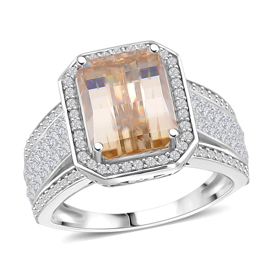 D'Joy Moissanit Ring 925 Silber Rhodiniert (Größe 20.00) ca. 5,23 ct