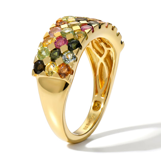 EVER TRUE AA Mehrfarbig-Turmalin Ring Reine Bronze (Größe 17.00) ca. 2,25 ct