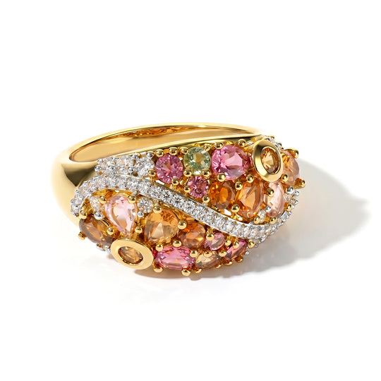 EVER TRUE AA Mehrfarbiger-Turmalin Ring, Reine Bronze (Größe 20.00) ca. 2.47 ct